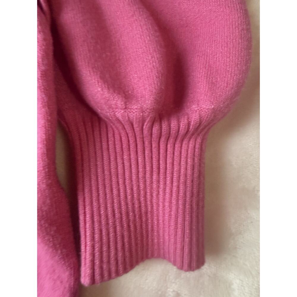 Pink‎ Knit Belted Balloon Sleeve Mock Neck Mini Sweater Dress Size L - Picture 8 of 11